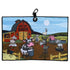 A cow, goat, pigs, llama, rooster, and sheep stand by a red Not My Barn sign in a cartoon farm scene—startled as if they&