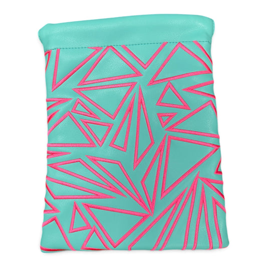 Logie Joe’s Golf Valuables Pouch | Embroidered Golf Accessory Bag for Phone, Wallet, Keys & Personal Items | Teal & Pink