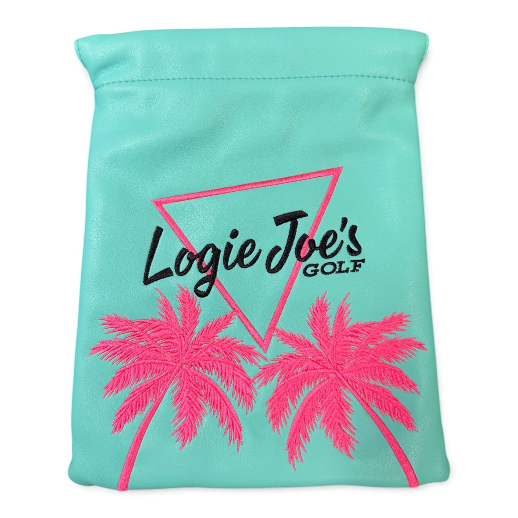 Logie Joe’s Golf Valuables Pouch | Embroidered Golf Accessory Bag for Phone, Wallet, Keys & Personal Items | Teal & Pink