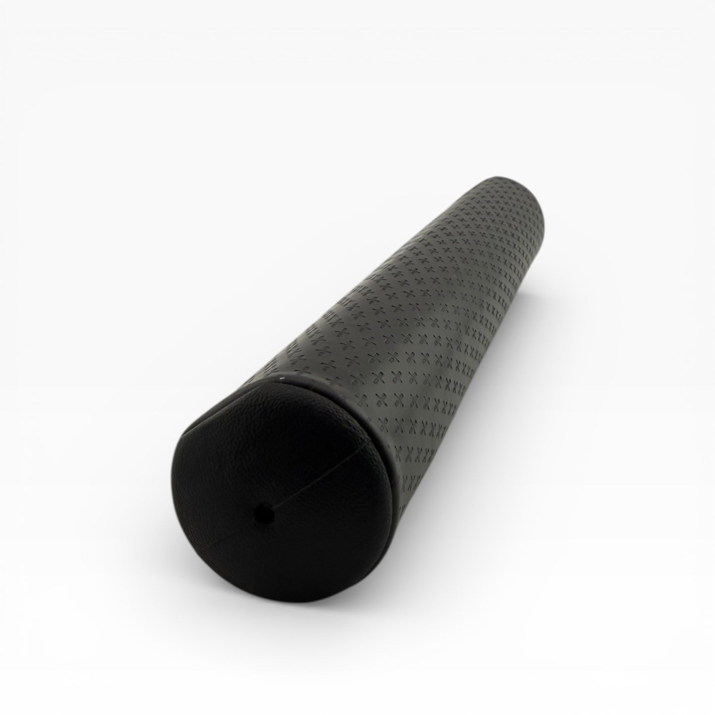 The Big Black Grip "The BBG" Putter Grip features a long, cylindrical, textured black design with X-shaped patterns, crafted from premium PU for maximum stability. Shown on a plain white background in its oversized 5.0 Tour design.