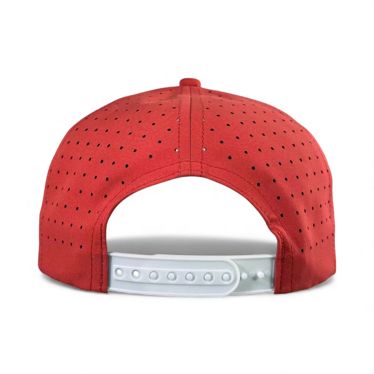 The Missing Milk Golf Hat is a red adjustable snapback cap with a built-in magnetic ball marker holder and marker included—an essential golf accessory.