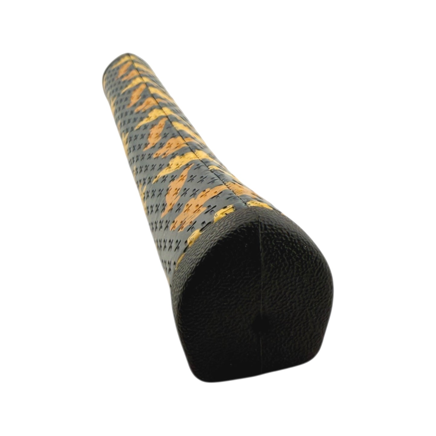 A close-up of the Dino Nugget Putter Grip (2.0 Pistol), featuring a premium PU construction with a soft tacky feel, textured yellow dinosaur nugget design, and tapered rounded end, shown isolated on a white background.
