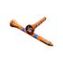 Two 2 3/4” premium wooden golf tees with orange and blue stripes, part of Logie Joe’s Orange Blue Stripe 45-pack set, are crossed on a white background, highlighting their unique design and durable painted finish.