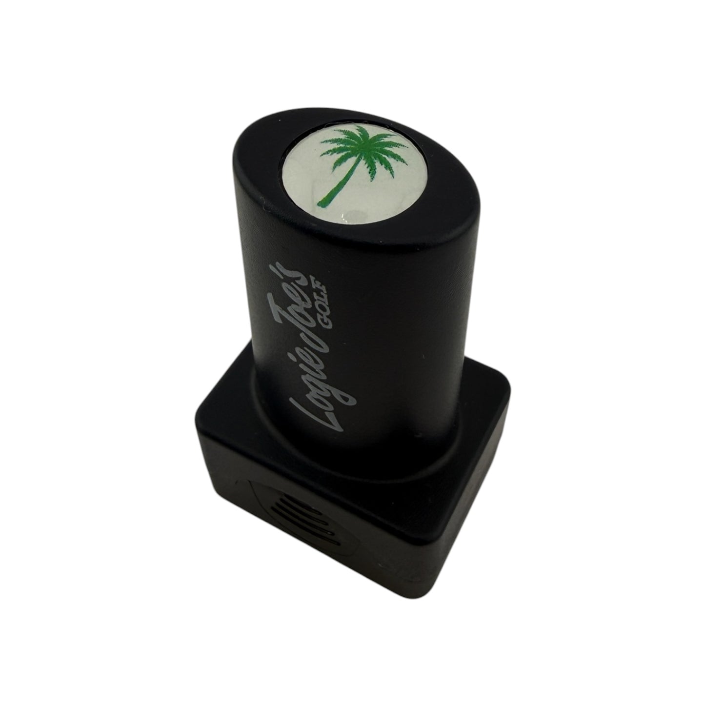 The Palm Tree Golf Ball Stamp features a green palm tree graphic and quick-dry ink for easy ball identification, making it a fun golf gift. Photographed on a white background.