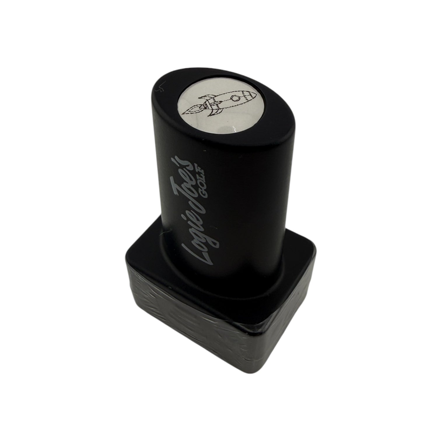 The Pocket Rocket Stamp features a rocket ship design with "Lousy Joes Golf" on the side—an easy-to-use, quick-dry ink stamper perfect for personalized ball identification and a fun golf gift.
