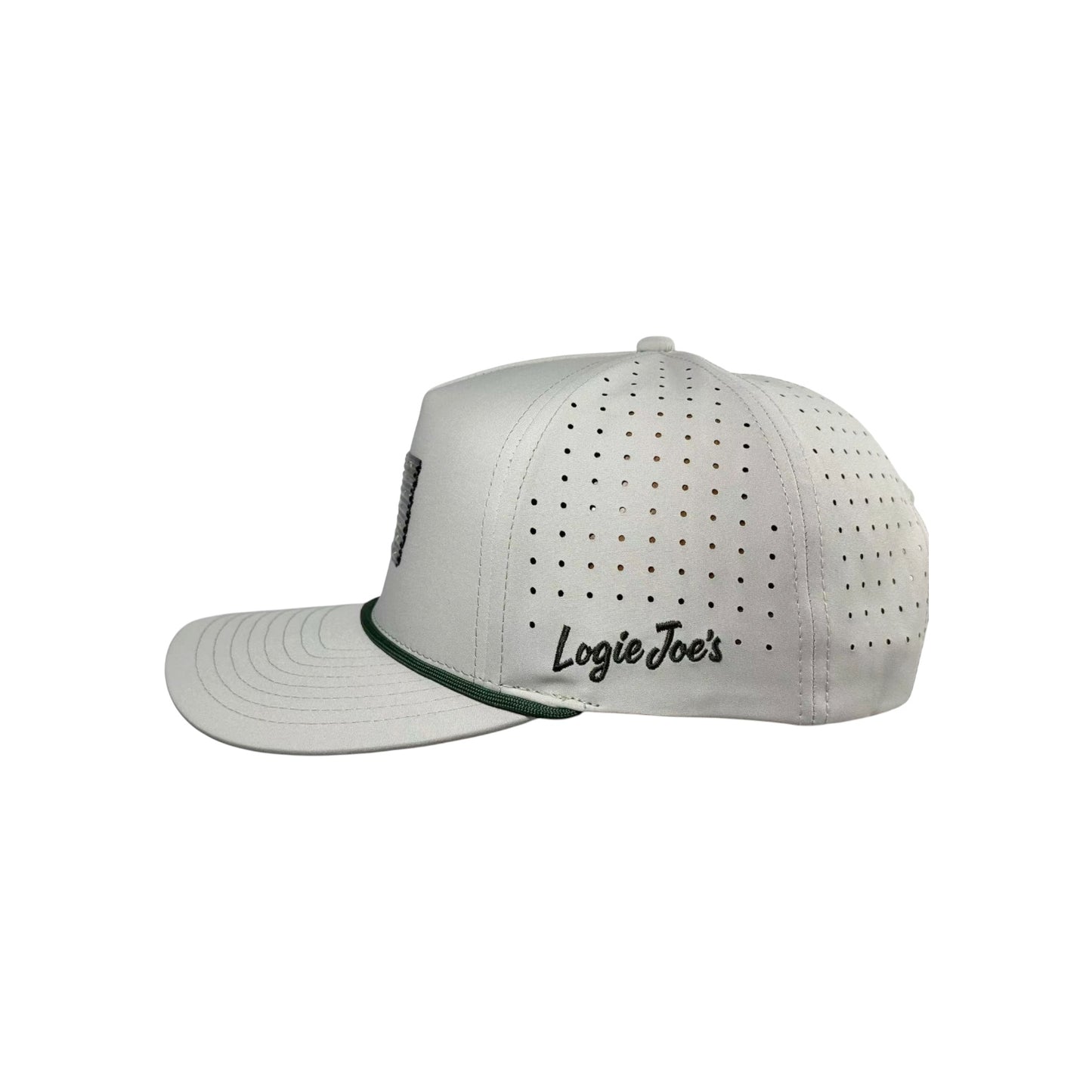 An Adjustable American Camo Tactical Golf Hat, snapback style, features a built-in magnetic ball marker holder with marker included, and is shown from the left.
