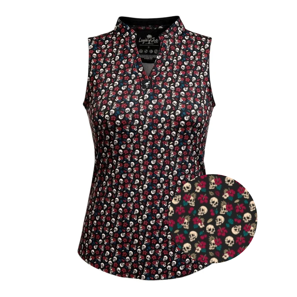 Women's Tropical Bones Sleeveless Golf Polo | Moisture-Wicking Performance Golf Top
